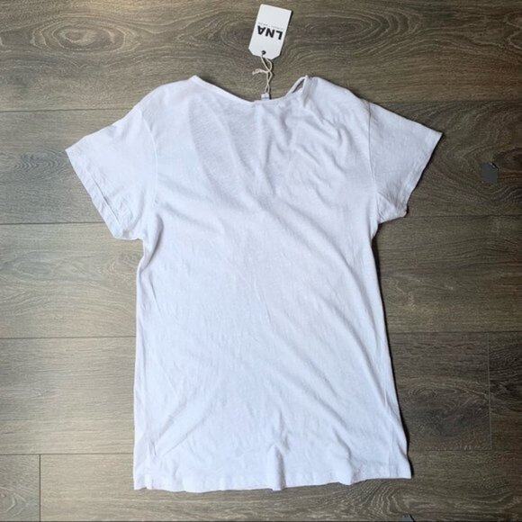 Revolve LNA Double Strap Tee T-Shirt Top White Short Sleeve V-neck Cotton XS - Picture 8 of 9
